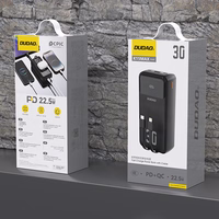 Dudao K15MAX 30000mAh PD 22.5W Portatīvais lādētājs ar iebūvētiem kabeļiem - melna