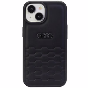 Audi GT Sintētiskā ādas viedtālruņa apvalks iPhone 15 Plus - melns