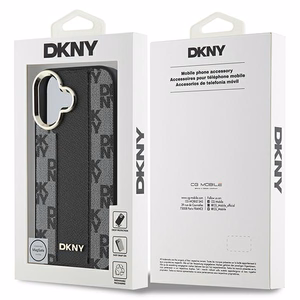 DKNY Rūtainais raksts magnētiskais iPhone 16 viedtālruņa apvalks - melns