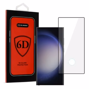 Tel Protect Full Glue 6D rūdīts stikls priekš SAMSUNG GALAXY S23 ULTRA BLACK (ar pirkstu nospiedumu atbloķēšanu)