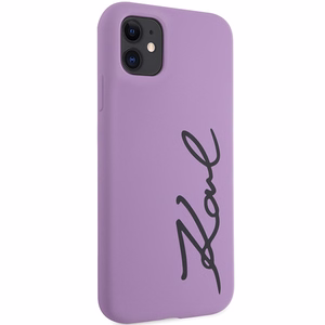 Karl Lagerfeld KLHCN61SKSVGU iPhone 11 / Xr 6.1" violets cietais viedtālruņa apvalks Silikona Paraksts