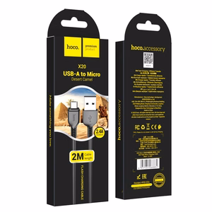 USB kabelis Hoco X20 USB-A uz MicroUSB 2.0m melns