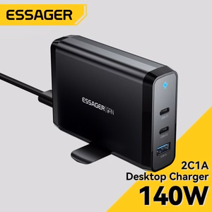 Lādētājs Essager Peak 2 Melns 140W (2xPD / QC3.0)