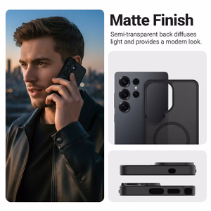 Crong Hybrid Matte Magnetic MagSafe vāciņš ierīcei Samsung Galaxy S26 Ultra, pelēks