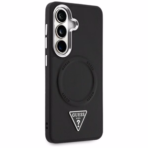 Guess maciņš Embossed Ring Triangle Logo MagSafe priekš Samsung Galaxy S26 melns