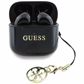 Bezvadu austiņas TWS Guess Effect Printed Classic Logo & Charm melns