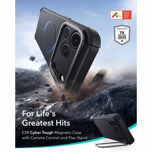 ESR Cyber Tough Kickstand MagSafe maciņš, paredzēts iPhone 18 Pro Max / 17 Pro Max, melns