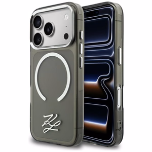 Karl Lagerfeld IML KL Script Logo MagSafe чехол для iPhone 17 Pro Max чёрный