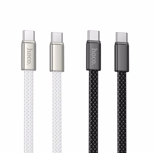 Plakanais kabelis USB C uz USB C Hoco 3A 60W 1 m X125 melns