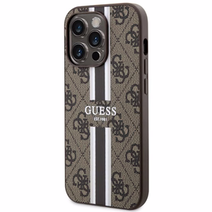 Guess GUHMP14LP4RPSW iPhone 14 Pro 6.1" brūns/brūns cietais apvalks 4G Printed Stripes MagSafe