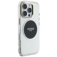 Guess IML Metal Colored Circle Classic Logo Magnētiskais viedtālruņa apvalks iPhone 16 Pro Max - melns