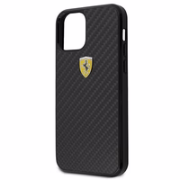 Ferrari FERCAHCP12SBK iPhone 12 mini 5.4" melns/melns cietais apvalks On Track Real Carbon