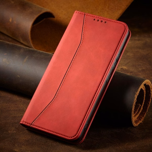 Magnētiskais greznais apvalks Samsung Galaxy S23+ ar atveramu maciņa vāku un statīvu sarkana