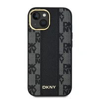 DKNY Ādas rūtainais magnētiskais apvalks iPhone 15/14/13 - melns