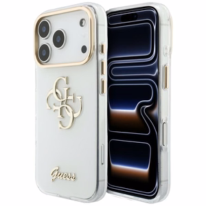 Guess IML 4G Script Metal maciņš iPhone 18 Pro / 17 Pro, balts