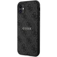 Guess GUHMN61G4GFRK iPhone 11 6.1" XR melns kvetasis apvalks 4G Kolekcija Ādas Metāla Logo MagSafe - melns