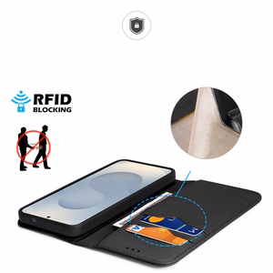 Dux Ducis Hivo Samsung Galaxy S25 Edge Case with Flip and RFID Protection - Black