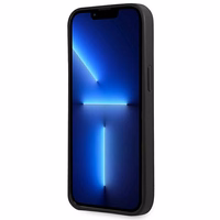 Guess GUHCP13SPSATLK iPhone 13 mini 5.4 viedtālruņa apvalks, melns, ciets, ar Saffiano trīsstūra logotipu