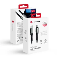 Kabelis FORCELL F-ENERGY C263 Type C uz Type C QC4.0 PD 5A 240W Cafule 1,2 m melns
