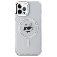 Karl Lagerfeld IML Metāla Choupette galva MagSafe apvalks iPhone 12 - balts