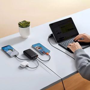 Veger K2 (W2068) 20000 mAh powerbank 35W PD QC3.0 ar iebūvētiem USB-C un Lightning kabeļiem, melns