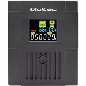 Qoltec 53770 nepārtrauktas barošanas avots (UPS) Line-Interactive 1.5 kVA 900 W 2 AC ligzdas