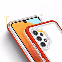 Caurspīdīgs 3in1 viedtālruņa apvalks Samsung Galaxy A32 5G rāmja gēla vāks sarkans