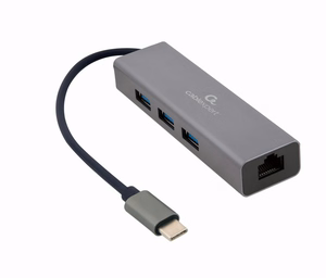 Gembird USB-C Gigabit tīkla adapteris ar 3 portu USB 3.1 centrmezglu