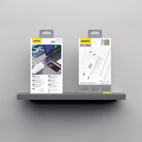 Dudao A28PCEU PD 45W GaN 2xUSB-C Wall Lādētājs with USB-C Kabelis - Balts