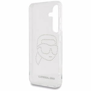 Karl Lagerfeld viedtālruņa apvalks ar rhinestones Karl Head logotipu Samsung Galaxy S25 caurspīdīgs