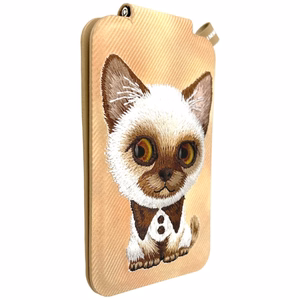 Nimmy New Big-Eye Cute Pets 2.0 Cat MagSafe magnētiskais karšu maciņš tālrunim ar statīvu – brūns
