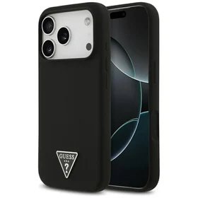 Guess Silikona Trīsstūra Logotips Magnētiskais viedtālruņa apvalks iPhone 17 Pro - melns