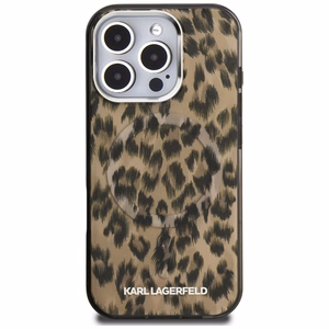 Karl Lagerfeld IML leoparda raksts magnētiskais apvalks iPhone 16 Pro Max - brūns