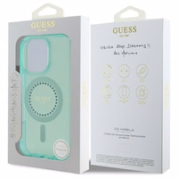 Guess IML Rhinestones Magnētiskais viedtālruņa apvalks iPhone 16 Pro Max - zaļš