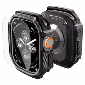 Spigen Rugged Armor Case + 9H Tempered Glass for Apple Watch Ultra 49mm - Matte Black