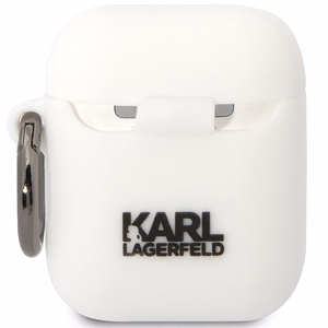 Karl Lagerfeld KLACA2SILKCW чехол AirPods 1/2 белый/белый Silicone Karl & Choupette