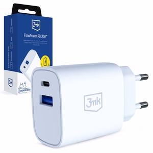 3mk FlowPower 30W 1A1C PD 3.0 QC4+ sienas lādētājs - balts