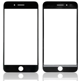 LCD ekrāna stikls Apple iPhone 8 Plus ar rāmi un OCA melns V2 ORG