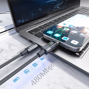 Choetech XCC-1068 PD 60W USB-C - USB-C kabelis ar displeju 1.2 m - melns