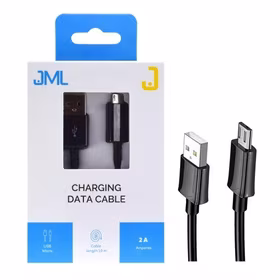 JML CD-113 USB MICRO kabelis - 2A 1M - MELNS