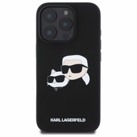 Karl Lagerfeld silikona magnētiskais viedtālruņa apvalks iPhone 16 Pro Max ar galvu attēliem - melns
