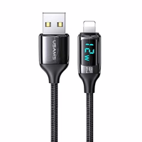 USAMS Pīts kabelis U78 lightning 1.2mLED 2.4A Fast Charging melns/black SJ543USB01 (US-SJ543)