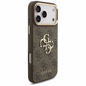 Guess 4G Big 4G Classic Logo Big Strap Metal Buttons чехол iPhone 17 Pro Max коричневый