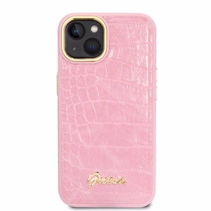 Guess Croco Collection viedtālruņa apvalks iPhone 14 - rozā