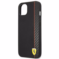 Ferrari FESAXHCP13SBK iPhone 13 mini 5.4" melns/melns cietais apvalks On Track Carbon Stripe