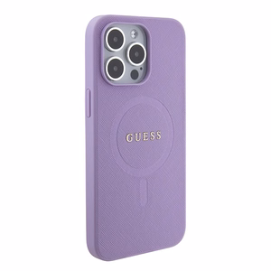 Guess Saffiano magnētiskais viedtālruņa apvalks iPhone 15 Pro - violets