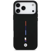 BMW M Silicon Tricolor Line MagSafe macins iPhone 17 Pro Max - melns
