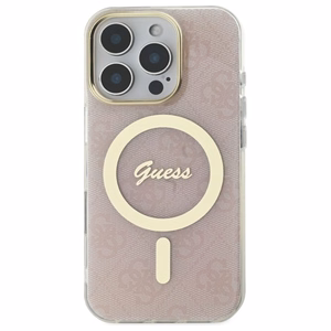 Guess IML 4G Magnētiskais viedtālruņa apvalks iPhone 16 Pro - rozā