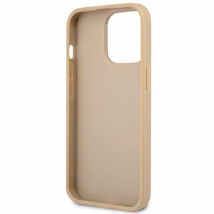 Guess GUHCP14LPSATLE iPhone 14 Pro 6,1 beiges krāsas kietais viedtālruņa apvalks SaffianoTriangle Logo