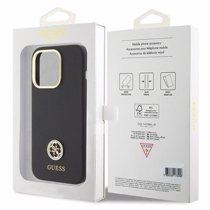 Guess silikona Logo Strass 4G viedtālruņa apvalks iPhone 15 Pro Max - melns